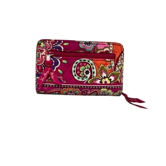 Vera Bradley Women's Cotton RFID Turnlock Wallet - Pink Swirls - Picture 4 of 12